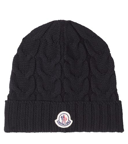 Logo cable-knit wool beanie - Moncler Enfant - Modalova