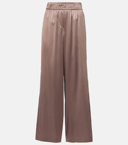 Silk-blend satin wide-leg pants - Brunello Cucinelli - Modalova