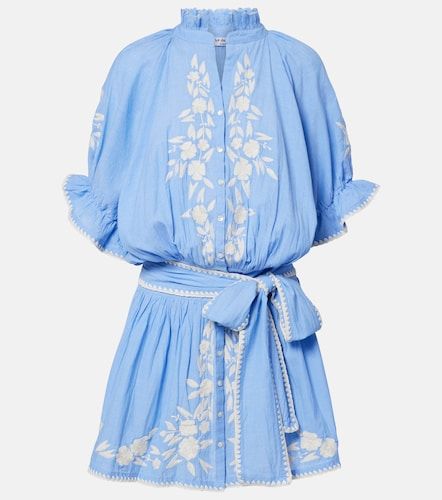Embroidered cotton chambray minidress - Juliet Dunn - Modalova