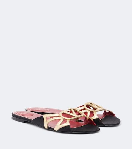 Wonderweb VLogo metallic leather slides - Valentino Garavani - Modalova