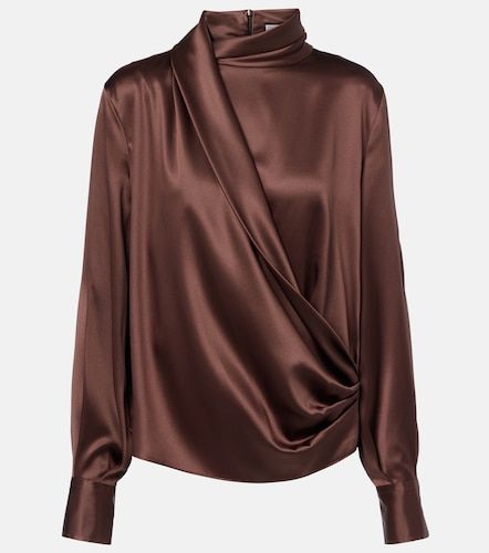 Draped silk-blend satin blouse - Brunello Cucinelli - Modalova