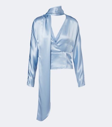 Ganni Blusa con sciarpa in satin - Ganni - Modalova