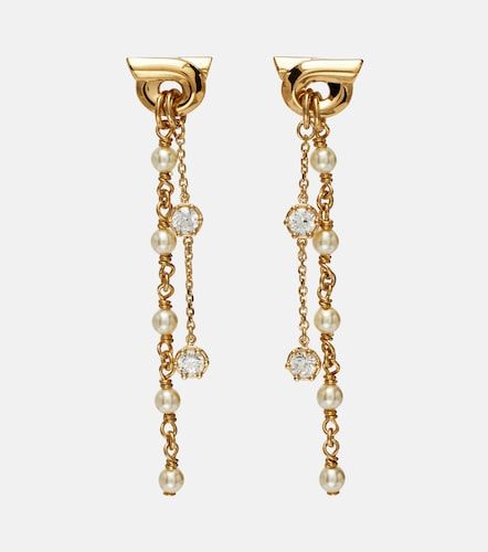 Orecchini pendenti Gancini con cristalli - Ferragamo - Modalova