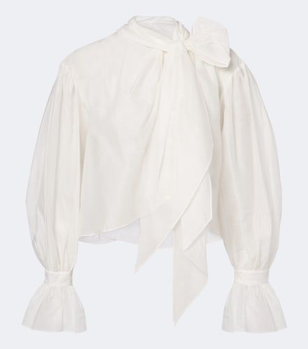 Blusa de organdí de algodón y seda con lazada - Polo Ralph Lauren - Modalova