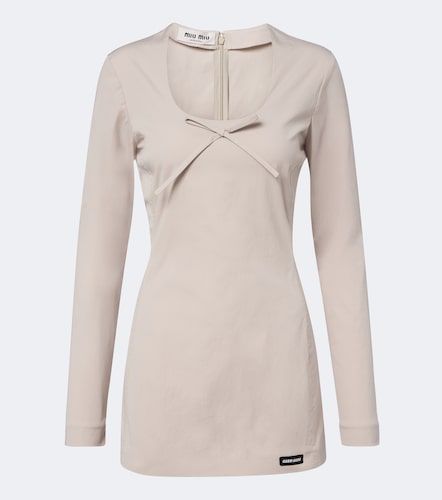 Vestido corto de popelín en mezcla de algodón - Miu Miu - Modalova