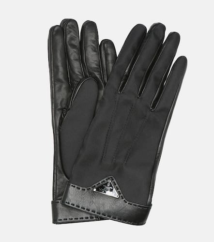 Guantes de piel y nylon con logo - Prada - Modalova