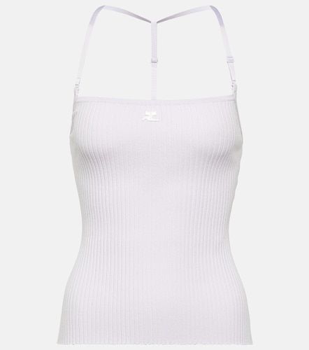 Courrèges Top a coste con scollo all'americana e logo - Courreges - Modalova
