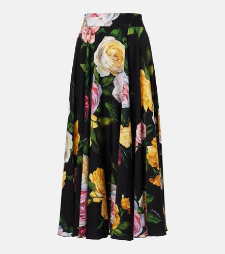 Floral silk-blend charmeuse midi skirt - Dolce&Gabbana - Modalova