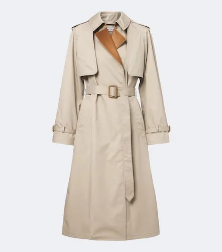 Leather-trimmed twill trench coat - Acne Studios - Modalova