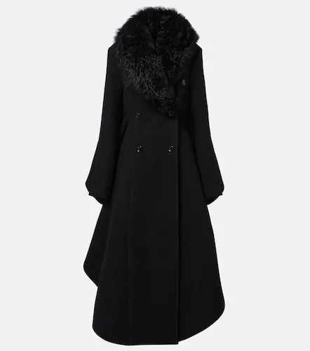 Asymmetric shearling-trimmed wool coat - Alaia - Modalova