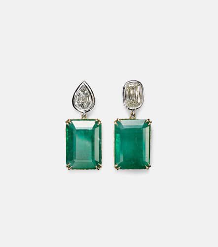 Tribute 18kt yellow and white gold earrings with emeralds and diamonds - Octavia Elizabeth - Modalova