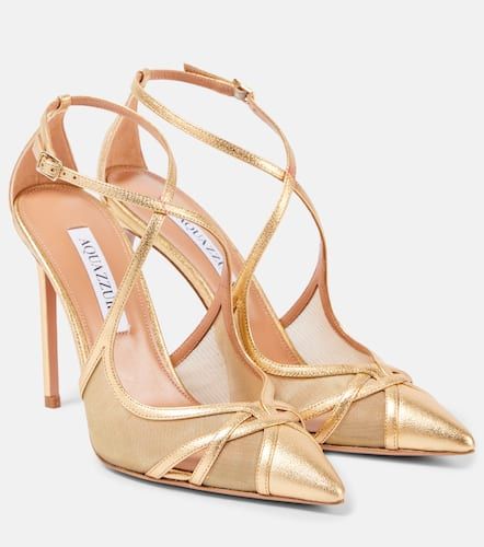 Shear 105 metallic leather and mesh pumps - Aquazzura - Modalova