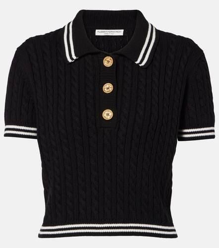 Cable-knit cropped cotton polo shirt - Alessandra Rich - Modalova