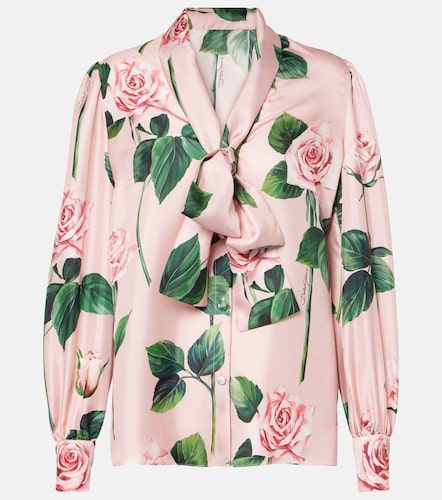 Blusa de satén de seda floral - Dolce&Gabbana - Modalova