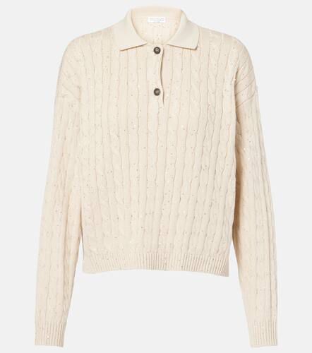 Cable-knit cotton-blend sweater - Brunello Cucinelli - Modalova