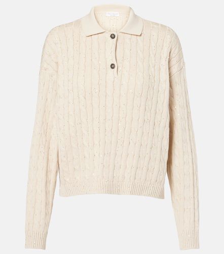 Pullover in misto cotone a trecce - Brunello Cucinelli - Modalova