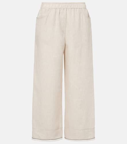 Linen cropped wide-leg pants - Brunello Cucinelli - Modalova