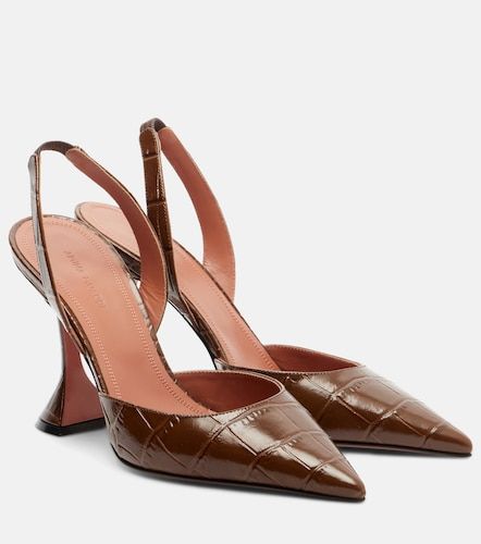 Holli croc-effect leather slingback pumps - Amina Muaddi - Modalova