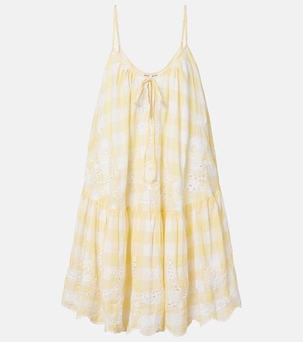 Embroidered checked cotton minidress - Juliet Dunn - Modalova