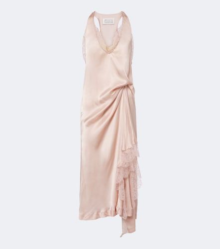 Vestido lencero de satén drapeado con encaje - Maison Margiela - Modalova