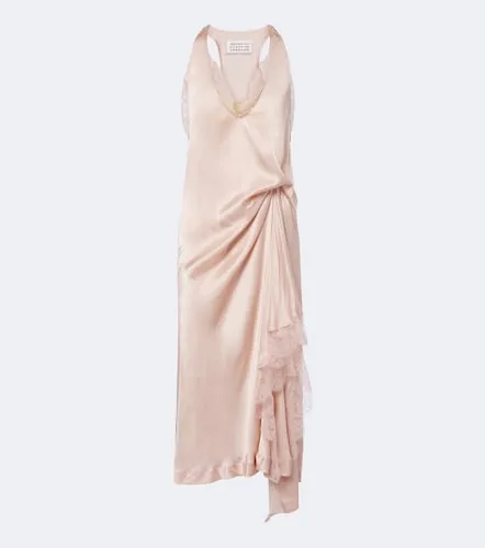 Vestido lencero de satén drapeado con encaje - Maison Margiela - Modalova