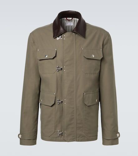 Feldjacke aus Gabardine mit Leder - Brunello Cucinelli - Modalova