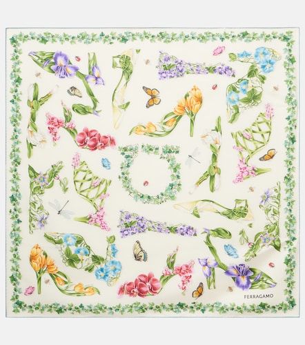 Sciarpa in seta con stampa floreale - Ferragamo - Modalova