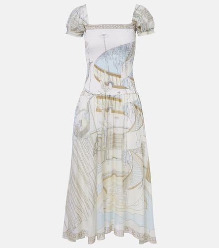 Abito midi in seta e cotone con stampa - Tory Burch - Modalova