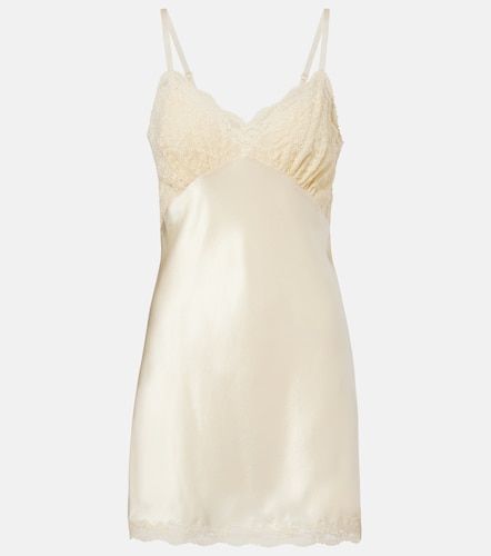 Abito sottoveste in raso di seta con pizzo - Saint Laurent - Modalova