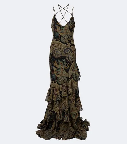 Paisley ruffled seersucker gown - Etro - Modalova