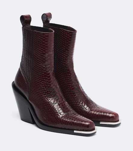 Snake-effect leather cowboy boots - Rabanne - Modalova