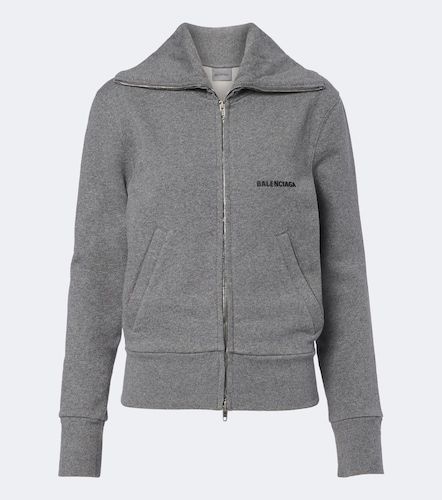 Felpa in cotone con zip e logo - Balenciaga - Modalova