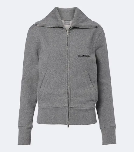 Logo cotton zip-up sweatshirt - Balenciaga - Modalova