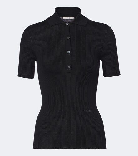 Ribbed-knit wool-blend polo shirt - Fendi - Modalova