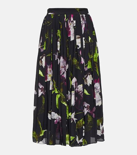 Falda midi de crepé plisado floral - Erdem - Modalova