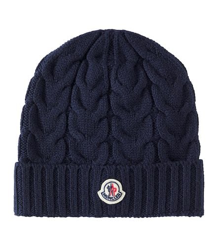 Logo cable-knit virgin wool beanie - Moncler Enfant - Modalova