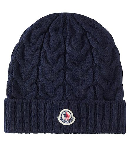 Logo cable-knit virgin wool beanie - Moncler Enfant - Modalova