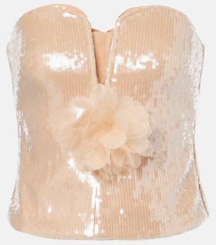 Floral-appliquÃ© sequined bustier top - Self-Portrait - Modalova