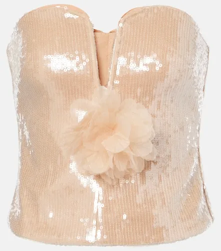 Floral-applique sequined bustier top - Self-Portrait - Modalova
