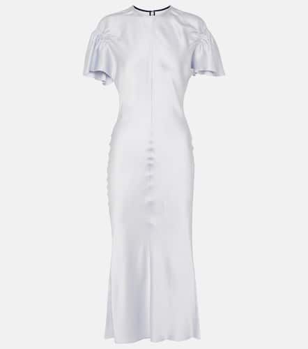 Gathered crÃªpe satin midi dress - Victoria Beckham - Modalova