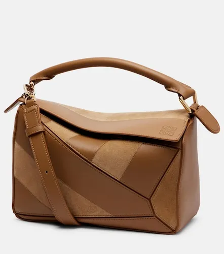 Puzzle Small leather and suede top-handle bag - Loewe - Modalova