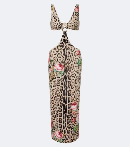 Vestido midi con estampado de leopardo - Roberto Cavalli - Modalova