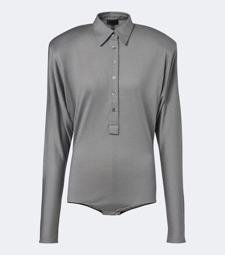 Wool-blend jersey polo bodysuit - Mugler - Modalova
