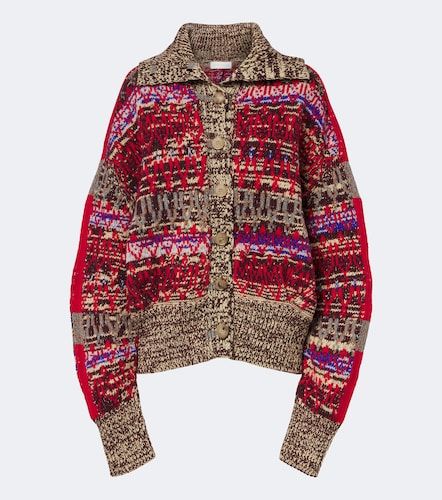 Cardigan oversize in lana e cashmere jacquard - Dries Van Noten - Modalova