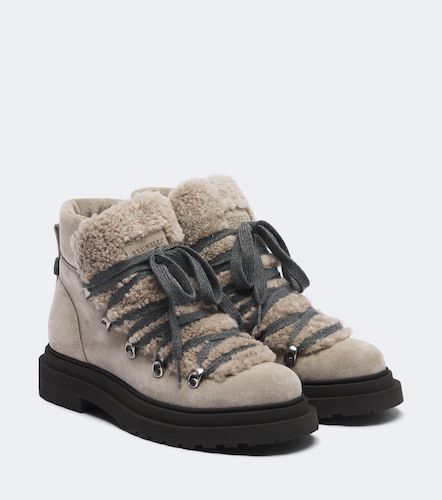 Botas de ante con borrego y cuentas Monili - Brunello Cucinelli - Modalova