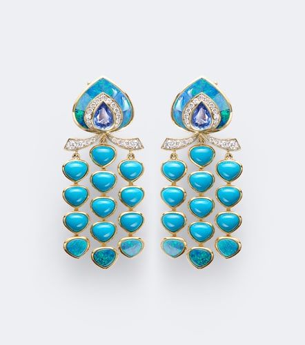Pendientes largos Fabiola de oro de 18 ct con piedras - Marina B - Modalova