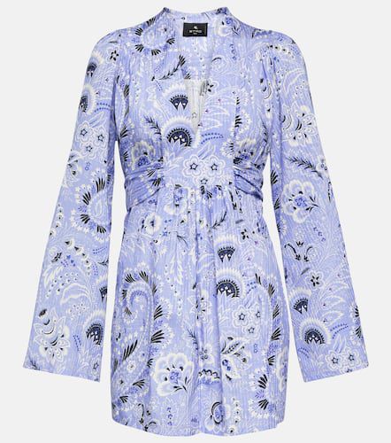 V-neck printed cotton-blend minidress - Etro - Modalova