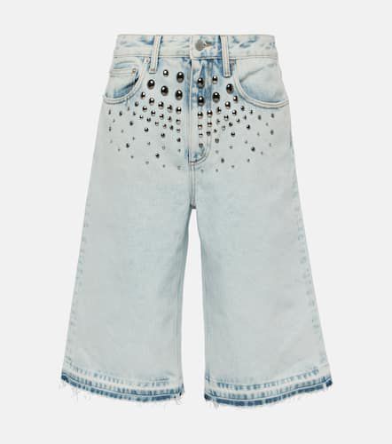 Embellished denim Bermuda shorts - Alessandra Rich - Modalova