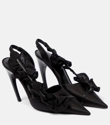 Ruffled satin slingback pumps - Nensi Dojaka - Modalova