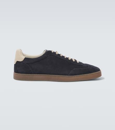Leather-trimmed suede sneakers - Brunello Cucinelli - Modalova